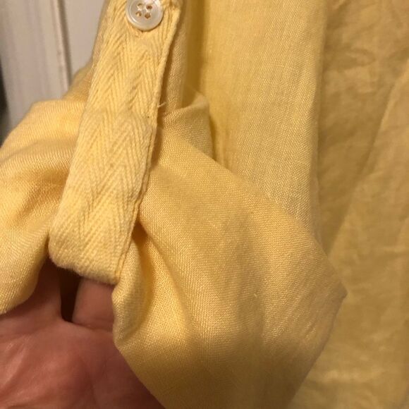 Charter Club women’s yellow linen shirt size 12P - Picture 5 of 7